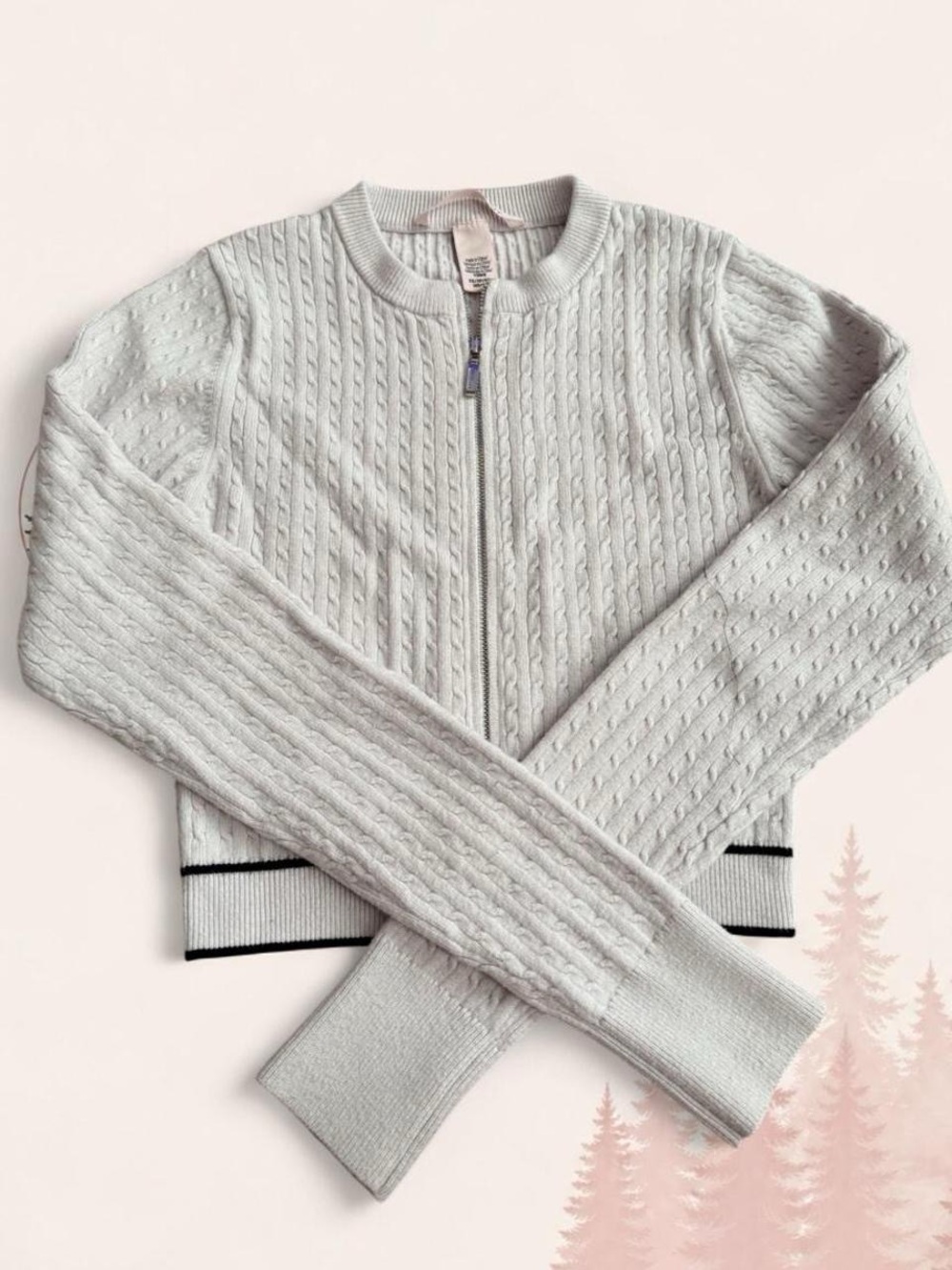 Victoria’s Secret Cable Knit Zip Cardigan | Women’s XS | Light Pink | Cozy